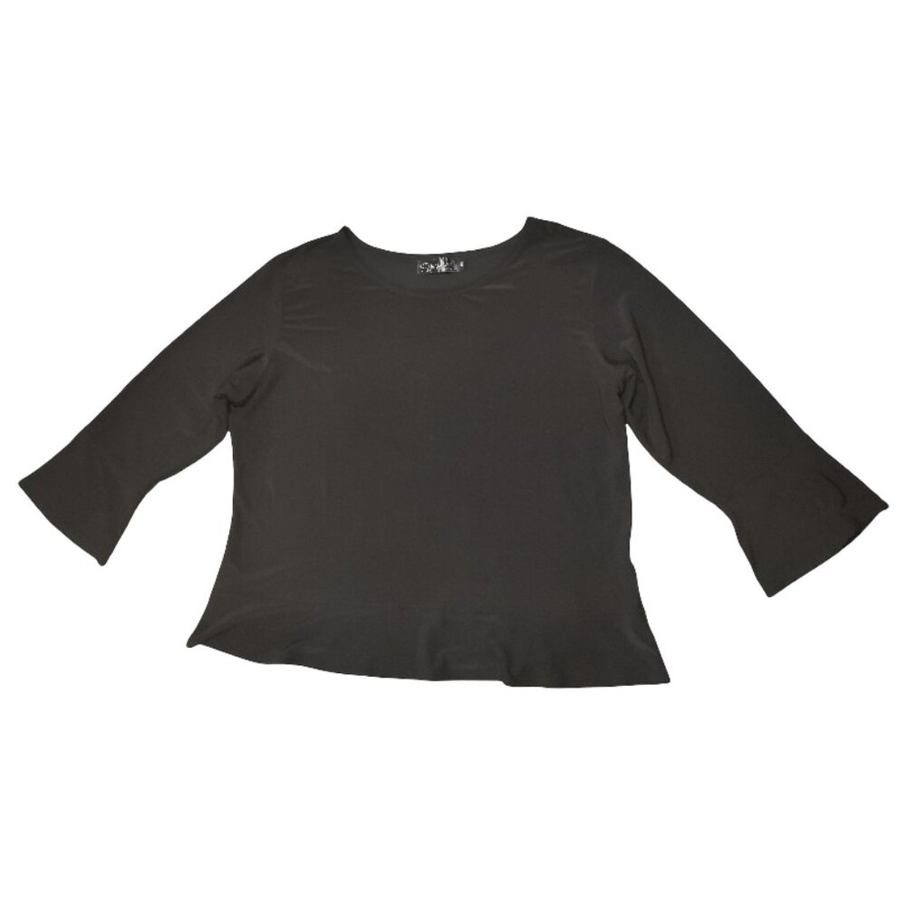 Sympli Shiny Black Shirt 3/4 Sleeves Size 10 (Medium)
